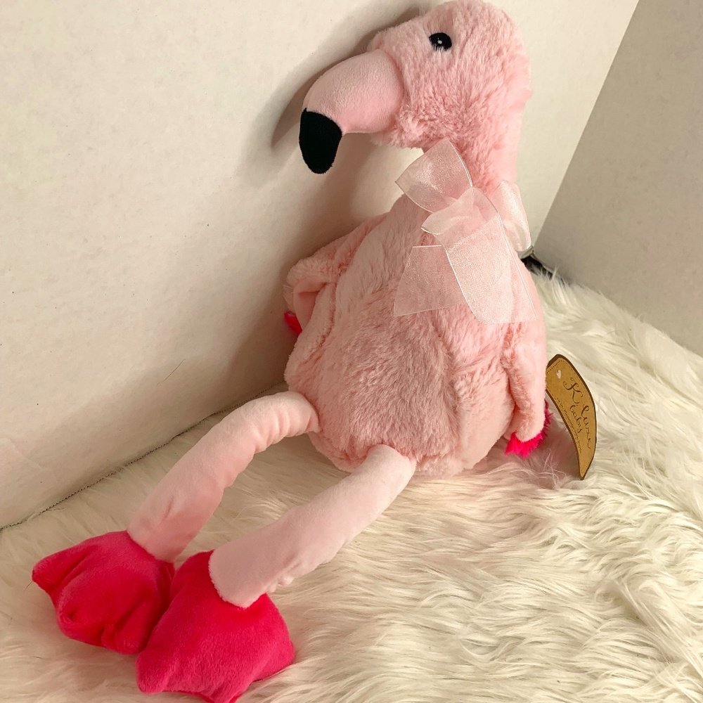 New Kellytoy K Luxe Baby Plush Stuffed Animal Toy Pink Flamingo rattle 12 in - Picture 1 of 6